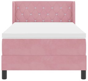 Camas Box Spring vidaXL com Colchão Rosa 90x200 cm Veludo
