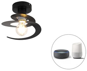LED Luminária de teto inteligente com abajur espiral preto incl. Wifi A60 - Scroll Moderno