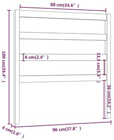 Cabeceira de cama 96x4x100 cm pinho maciço castanho mel