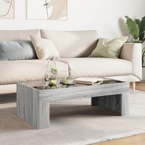 Mesa de centro luzes LED Infinity 90x50x30 cm cinzento sonoma