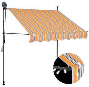 Toldo retrátil manual com LED 200 cm amarelo e azul