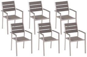 Conjunto de 6 cadeiras de jardim cinzentas VERNIO Beliani