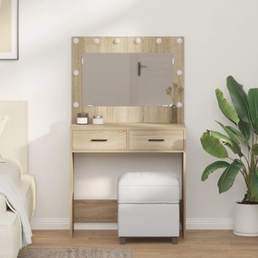 Mesa de Maquilhagem com Luzes LED Carvalho Sonoma 78.5x41x135 cm