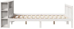Cama com estante sem colchão 150x200 cm pinho maciço branco