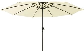 Guarda-sol de jardim com luzes LED 400 cm areia