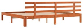 Estrutura de Cama Castanho Ceroso 200x200 cm Madeira Maciça de Pinho