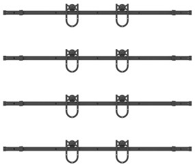 Kit de ferragens para porta deslizante 366 cm aço preto
