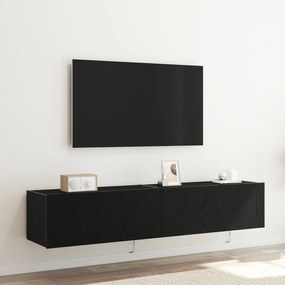 Armários de TV vidaXL com luzes LED 2 pcs Preto Carvalho 80x35x31 cm