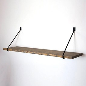 Prateleira Decorativa de Madeira Wr038 – Nogueira e Preto – 60x20x14 c