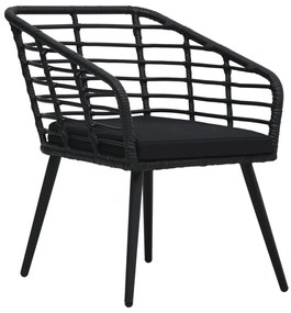 3 pcs conjunto bistrô vime PE preto