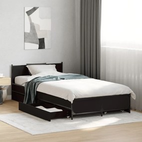 vidaXL Estrutura cama c/ gavetas 90x190 cm derivados de madeira preto