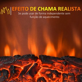 HOMCOM Lareira Elétrica Portátil 1000/2000W com Simulação de Chama Ter