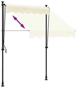 Toldo retrátil 150x150 cm tecido e aço cor creme