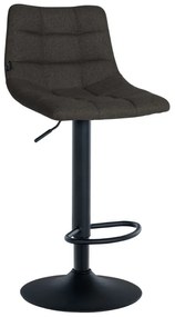 Banco de bar Jerry em tecido com estrutura preta 87-108,5 x 43 x 46,5 cm Cinzento escuro
