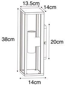 Candeeiro de parede industrial castanho ferrugem 38 cm 2-luz IP44 - Charlois Industrial,Design