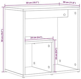 Mesas apoio 2pcs 50x30x50cm derivados madeira carvalho castanho