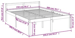 Estrutura de cama king 150x200 cm pinho maciço branco