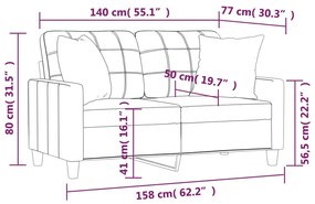 Sofá 2 lugares + almofadas decorativas 140cm couro artif. creme