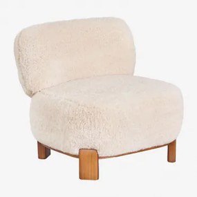 Cadeira Em Madeira De Borracha Estofada Eldred Chenille Creme Bege - Sklum