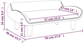 Sofá infantil 70x40x24 cm tecido cinzento-claro