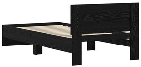 Estrutura de Cama Carvalho Preto 90x190 cm Madeira Engenharia