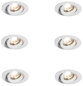 Conjunto de 6 Focos Embutidos Modernos Branco 8,2cm Incl. LED IP54 Ultra Fino - Pupil