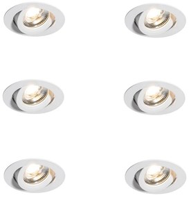 Set van 6 moderne inbouwspots wit 8,2cm incl. LED IP54 ultra slim - Pupil Moderno