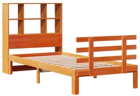 Cama com estante sem colchão 90x200cm pinho maciço castanho-mel