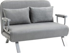 HOMCOM Sofá-cama, sofá de 2 lugares, cama para hóspedes, inclui 2 almofadas, Cinza | Aosom Portugal