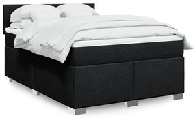 vidaXL Cama com molas/colchão 140x190 cm tecido preto