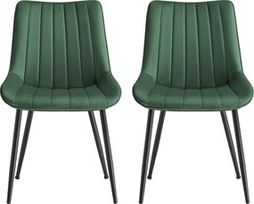 Conjunto 2 cadeiras de sala de jantar, cadeira de cozinha, pernas de aço verde-preto