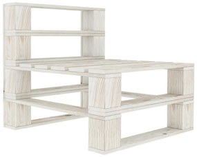 vidaXL Sofá de centro em paletes para jardim madeira branco