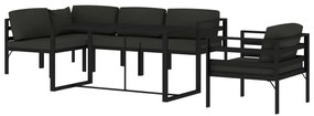 6 pcs conjunto lounge jardim com almofadões alumínio antracite