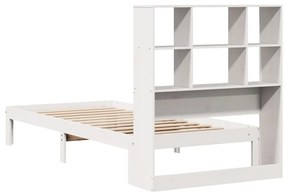 Cama com estante sem colchão 75x190 cm pinho maciço branco