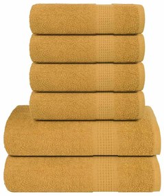 vidaXL 6pcs Conjunto toalhas banho 360 gsm 100% algodão dourado