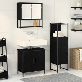 vidaXL Conjunto de Móveis para Banheiro 3 pcs Preto 33 x 33 x 102.5 cm