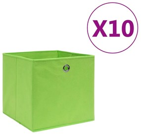 Caixas arrumação 10 pcs 28x28x28 cm tecido-não-tecido verde