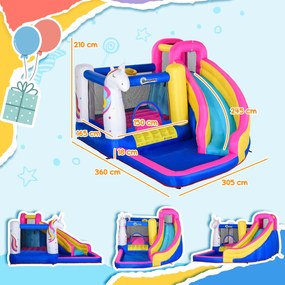 Outsunny Castelo inflável infantil com piscina escorregador cama de sa