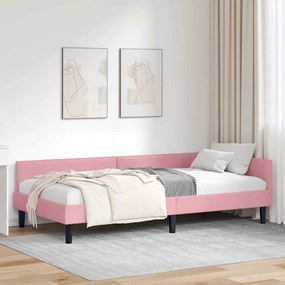 vidaXL Estrutura de Cama de Canto com cabeceira Rosa 100 cm x 200 cm
