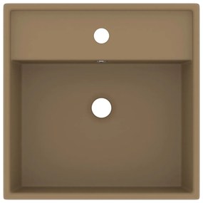 Lavatório luxuoso quadrado 41x41 cm cerâmica creme mate
