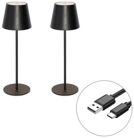 Conjunto de 2 Candeeiros de Mesa Pretos com Dimmer e Recarregáveis - Murdock