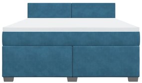 Cama com molas/colchão 180x200 cm veludo azul