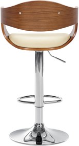 Banco de bar Kingston em couro sintético 50 x 88-102 x 48 cm Nogueira + Creme