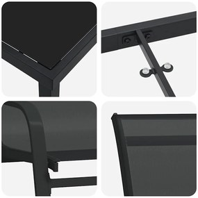 Conjunto de Jantar de Jardim com 7 Peças, Preto, Textilene e Aço