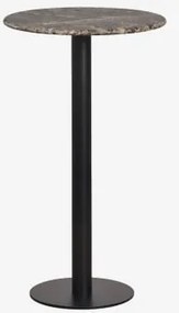 Mesa Alta De Bar Redonda Ø60 Cm Em Pedra Natural Xiren Mármore Castanho Emperador - Preto - Sklum