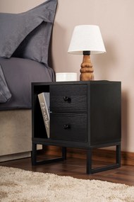 Mesa de Cabeceira Glimmer – Preto Madeira – 45,2x50x29,5 cm
