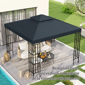 Cobertura de substituição para pergula de jardim (NÃO INLCUIDA) , poliéster, 3x3 m, cinzento antracite
