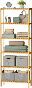 Estante casa banho em bambu com 6 prateleiras 26 x 60 x 160,9 cm Bege