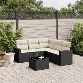 vidaXL 6 pcs conjunto sofás de jardim c/ almofadões vime PE preto