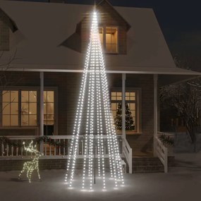 vidaXL Árvore de Natal mastro de bandeira 732 LEDs 500 cm branco frio